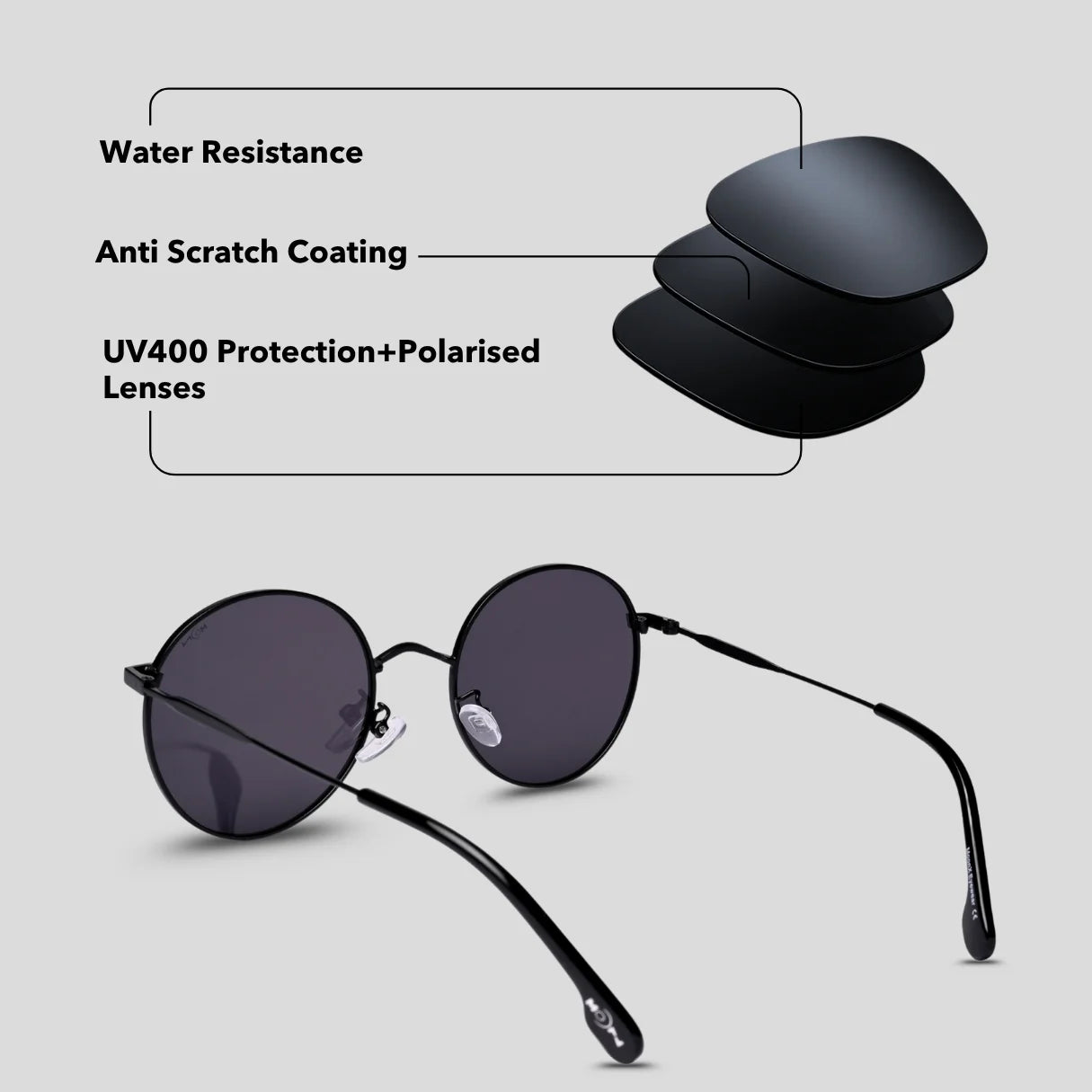 MOONX ROUNDS– Polarised Round Metal Frame Sunglasses (Unisex)