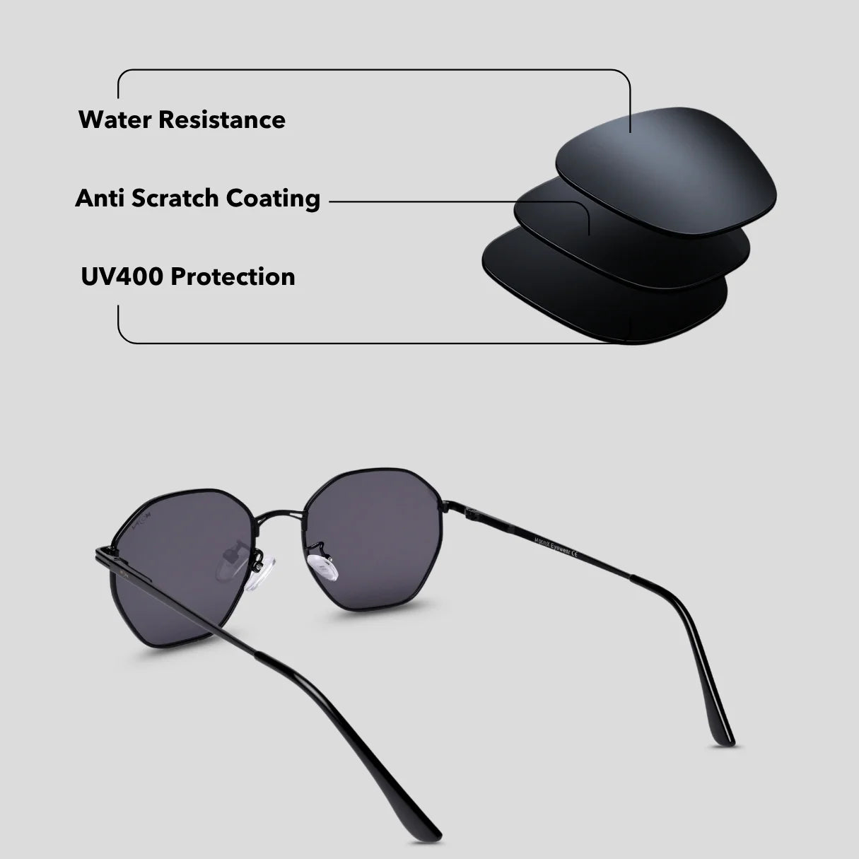 MOONX MIRANDA S1 – UV400 Geometric Round Metal Sunglasses (Unisex)