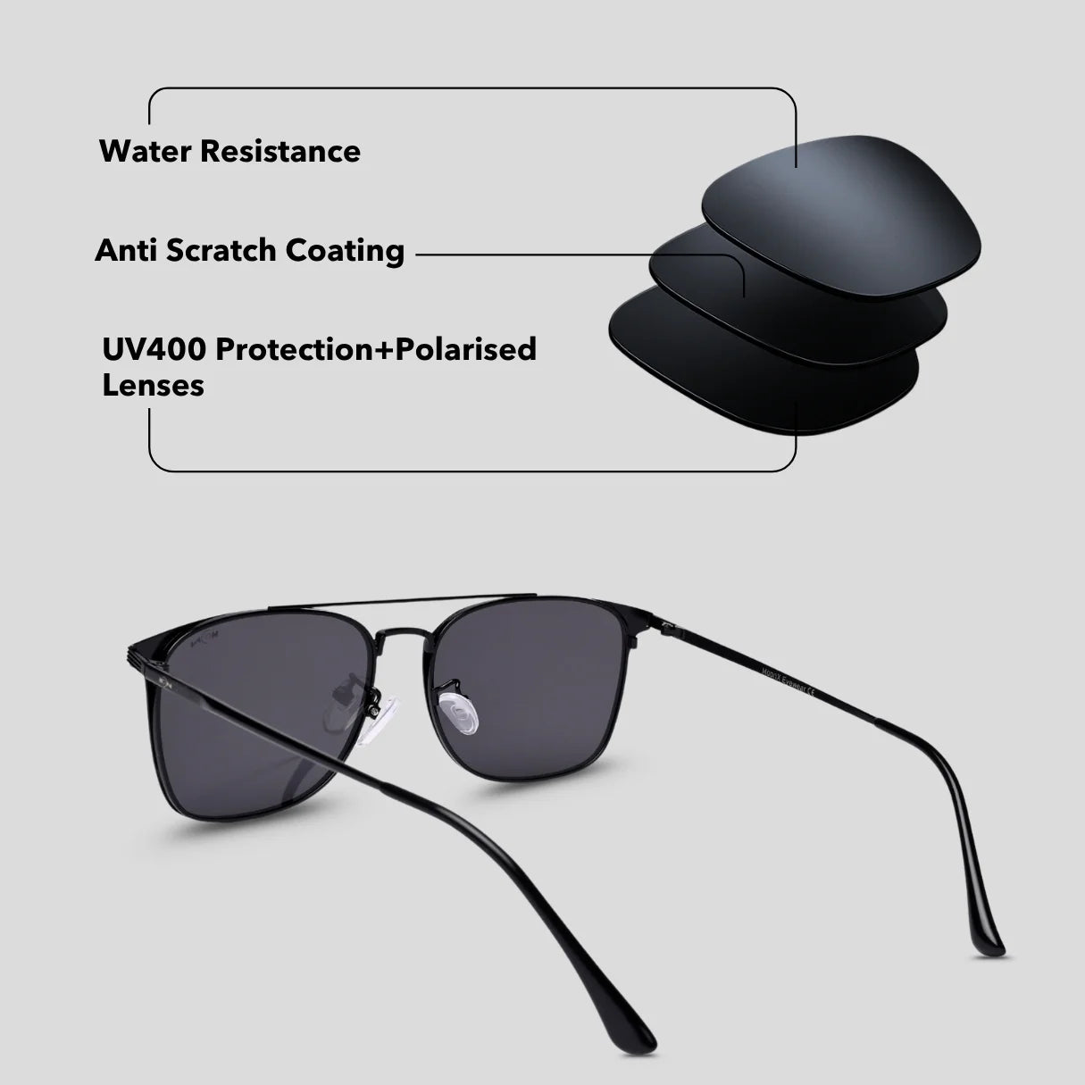 MOONX LAPETUS S1 – Polarised Metal Rectangular Sunglasses (Unisex)