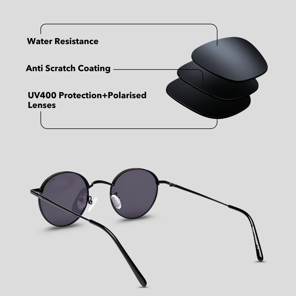 MOONX CLASSIC DIONE – Polarised Round Metal Sunglasses (Unisex)
