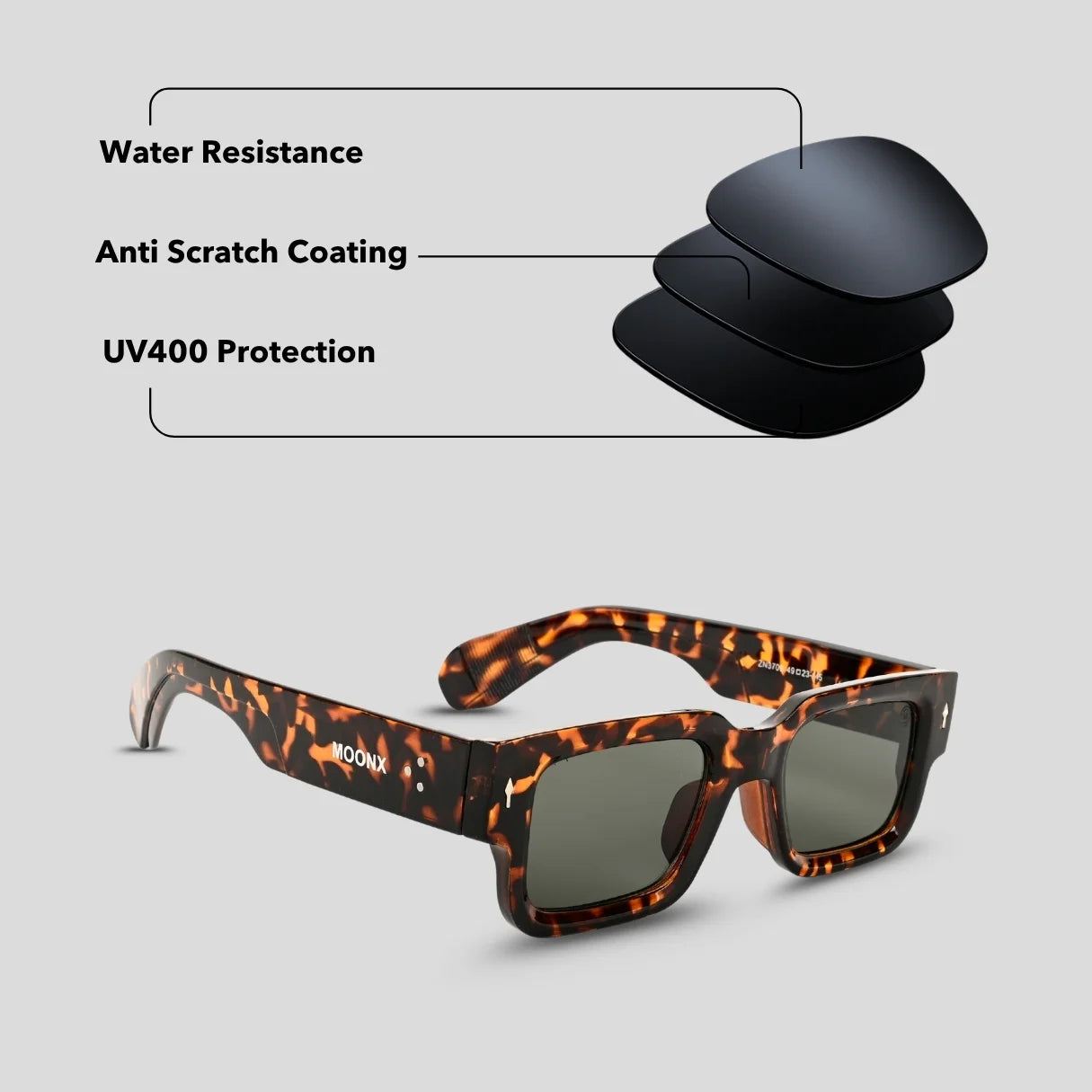 MOONX ATLAS S5 – UV400 Bold & Rectangular Sunglasses (Unisex)