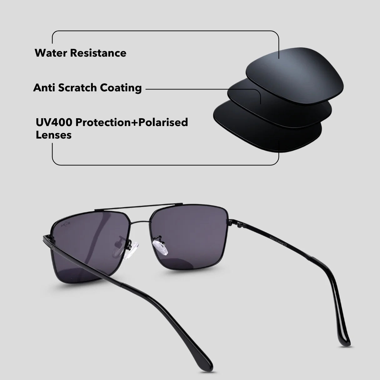 MOONX SIRIUS – Polarised Rectangular Metal Sunglasses (Unisex)