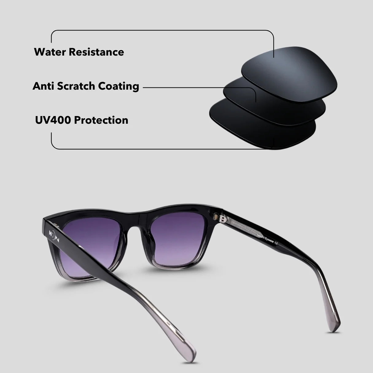 MOONX MAGMA S3 – UV400 Wayfarer Sunglasses (Unisex)