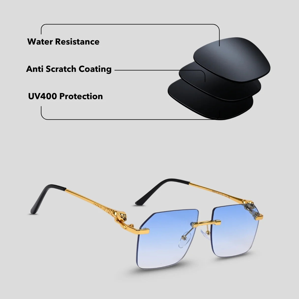 MOONX JAGUAR S2 – Modern Rimless Geometric Sunglasses (Unisex)