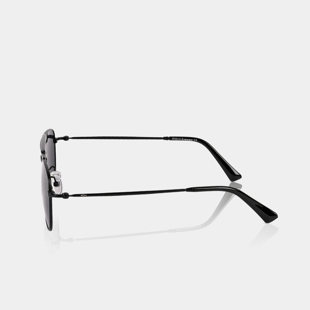 MOONX LEO – UV400 Double‑Bridge Compact Metal Sunglasses (Unisex)