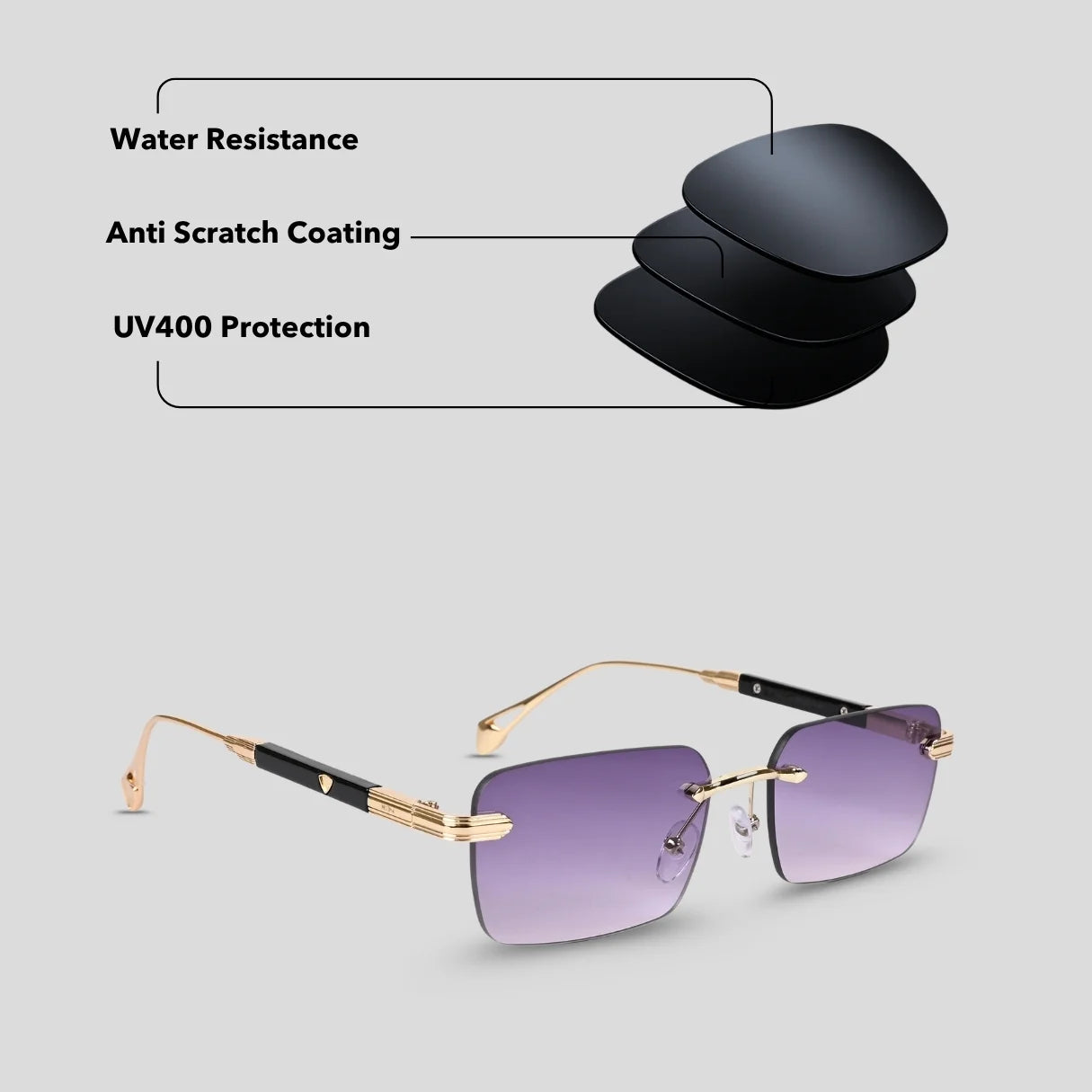 MOONX MATTERS S2 - UV400 Luxury Rimless Sunglasses
