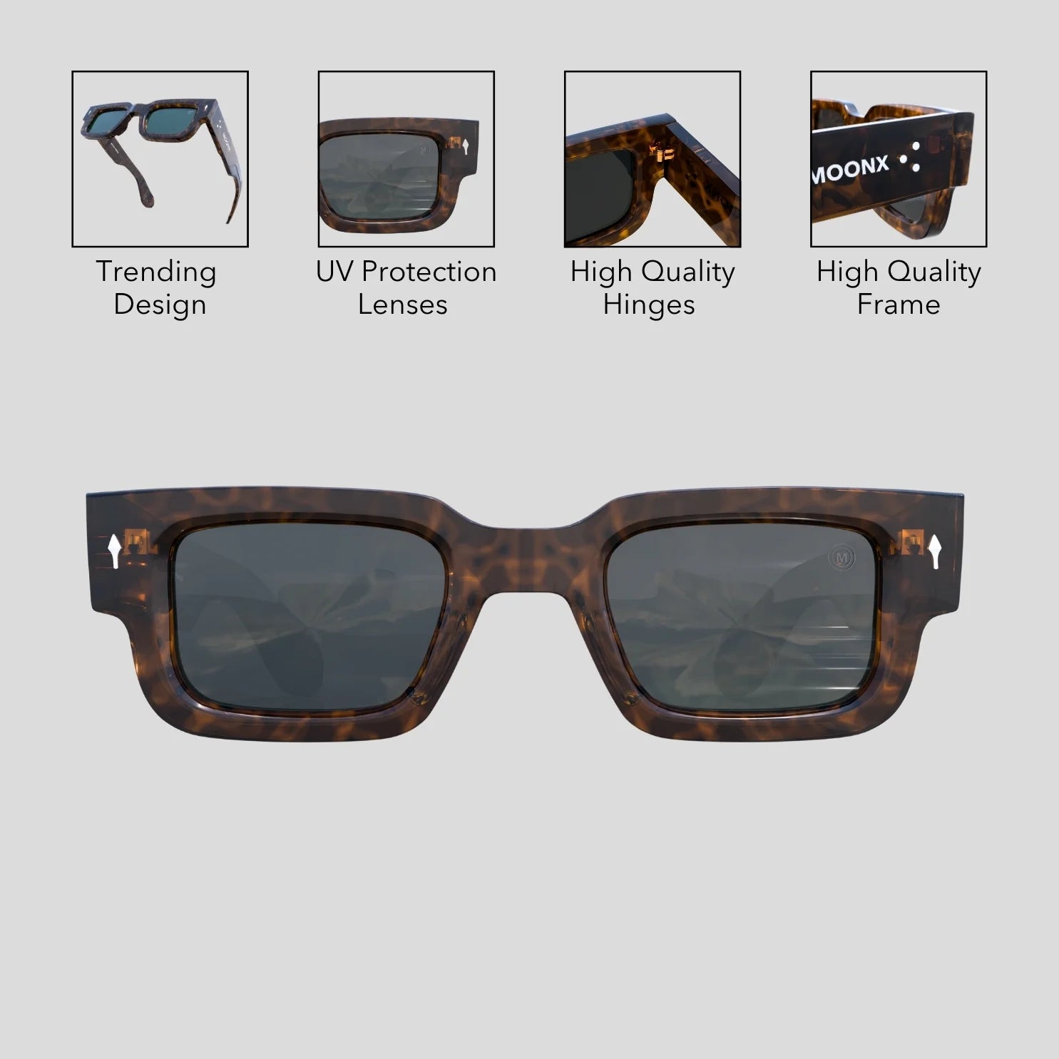 MOONX ATLAS S5 – UV400 Bold & Rectangular Sunglasses (Unisex)