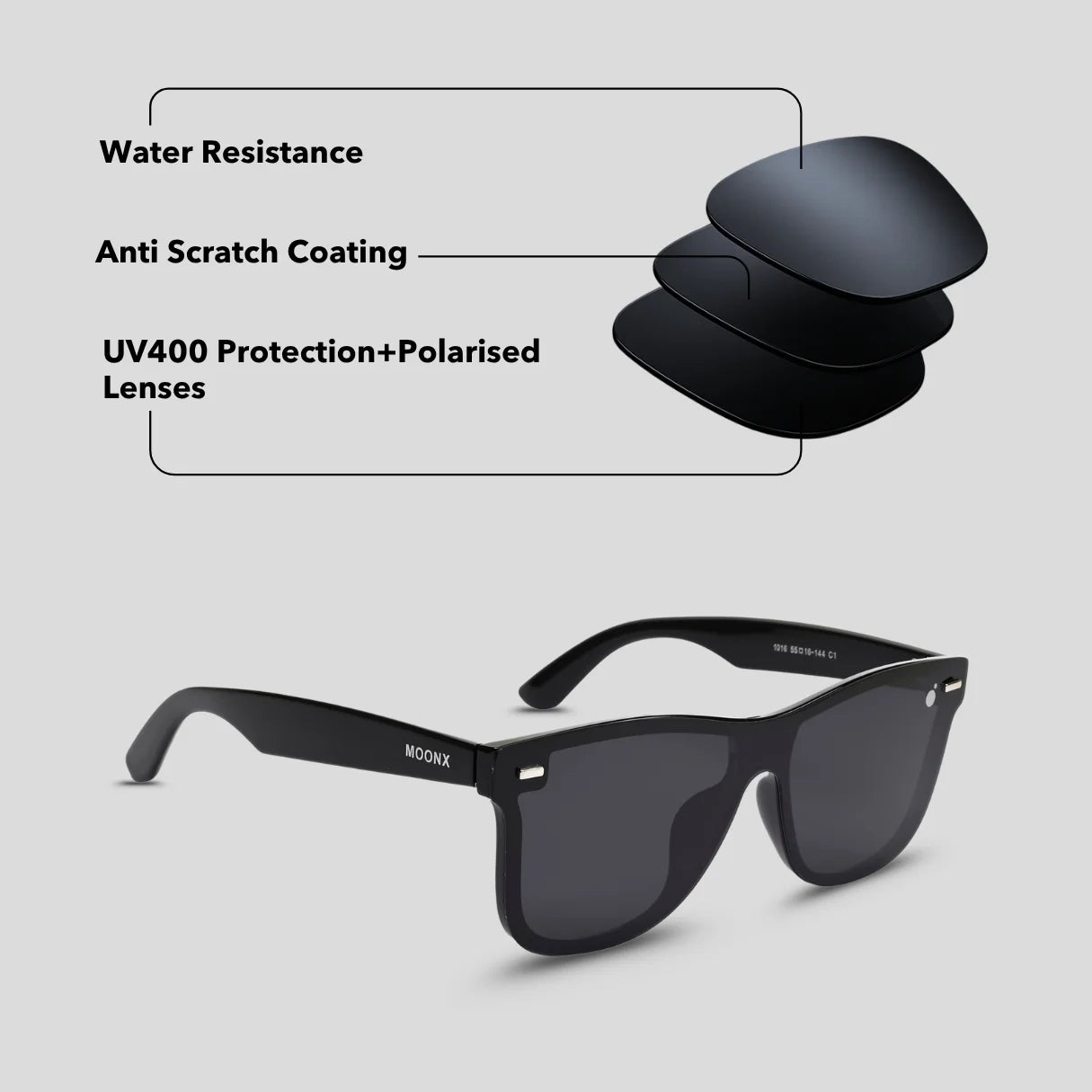 MOONX CLASSIC SQUARE S1 – Polarized Square Sunglasses (Unisex)