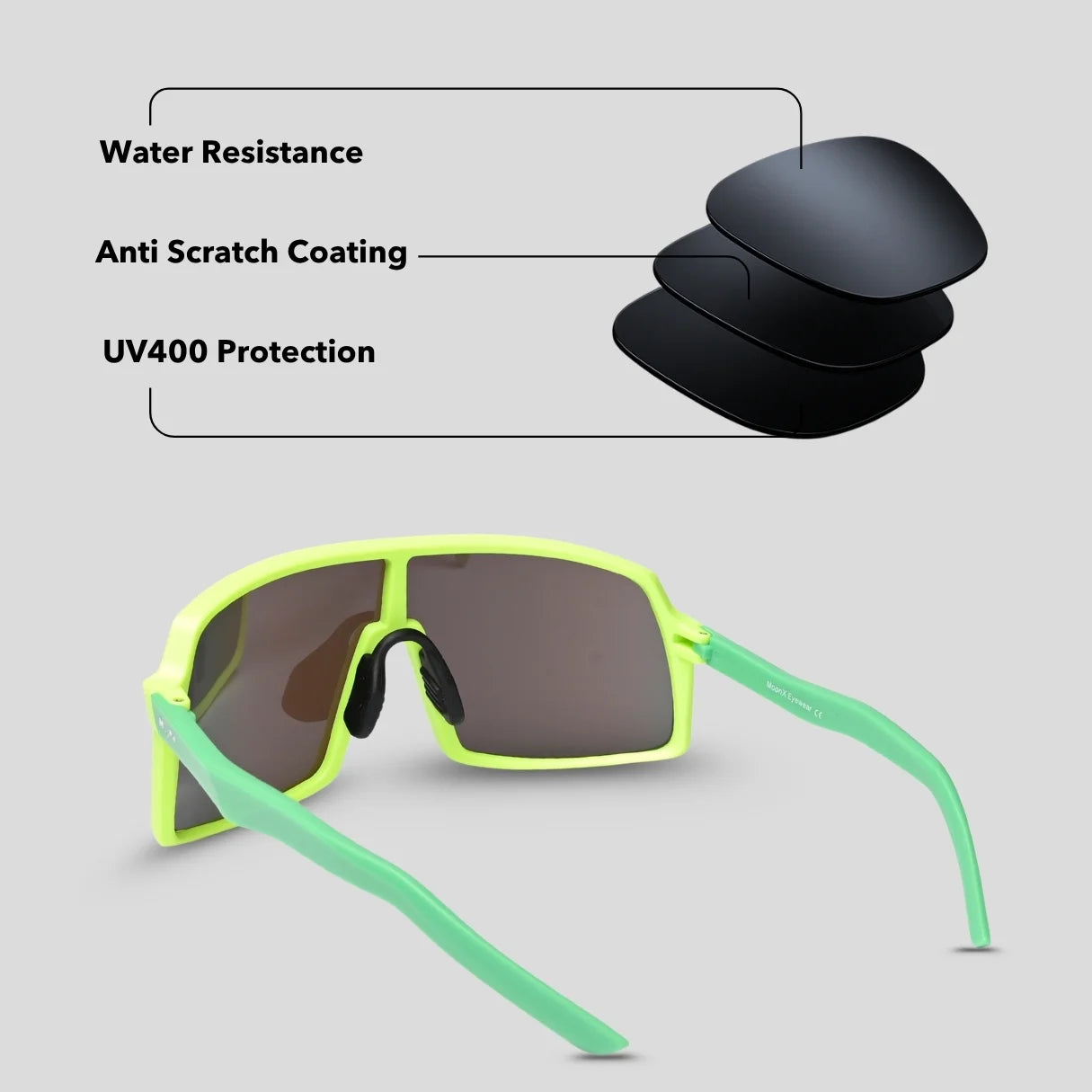 MOONX HERO S7 – UV400 Wrap‑Around Sports Sunglasses (Unisex)