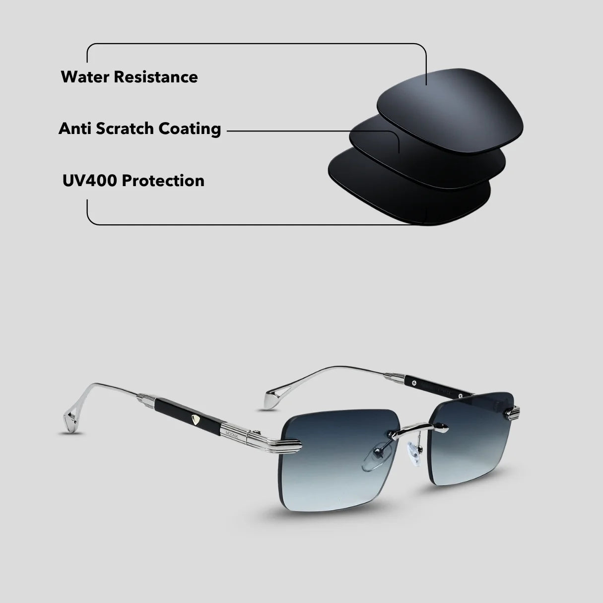 MOONX MATTERS S3 (EXCLUSIVE) - UV400 Luxury Rimless Sunglasses