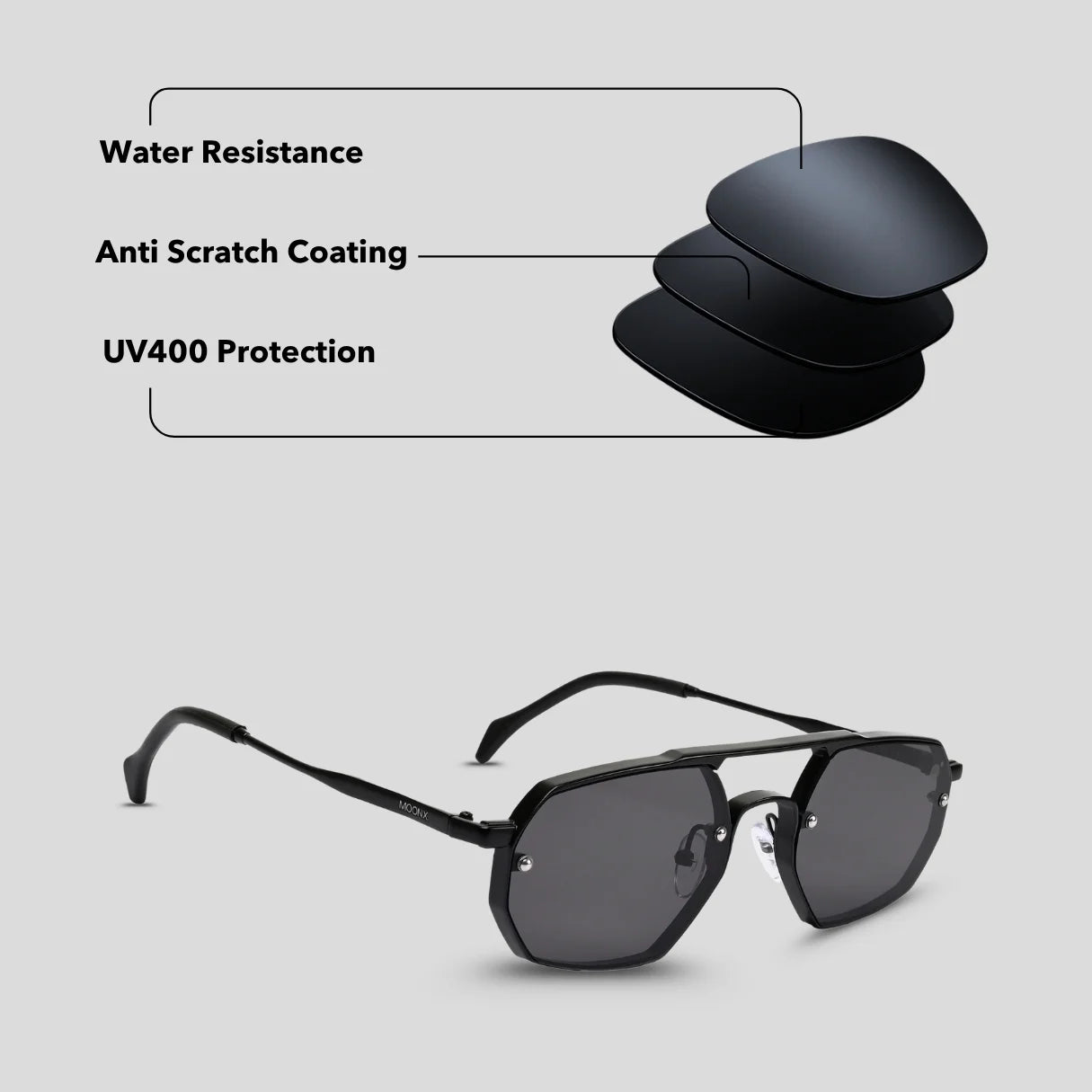 MOONX GEOMETRY – UV400 Geometric Shape Sunglasses (Unisex)