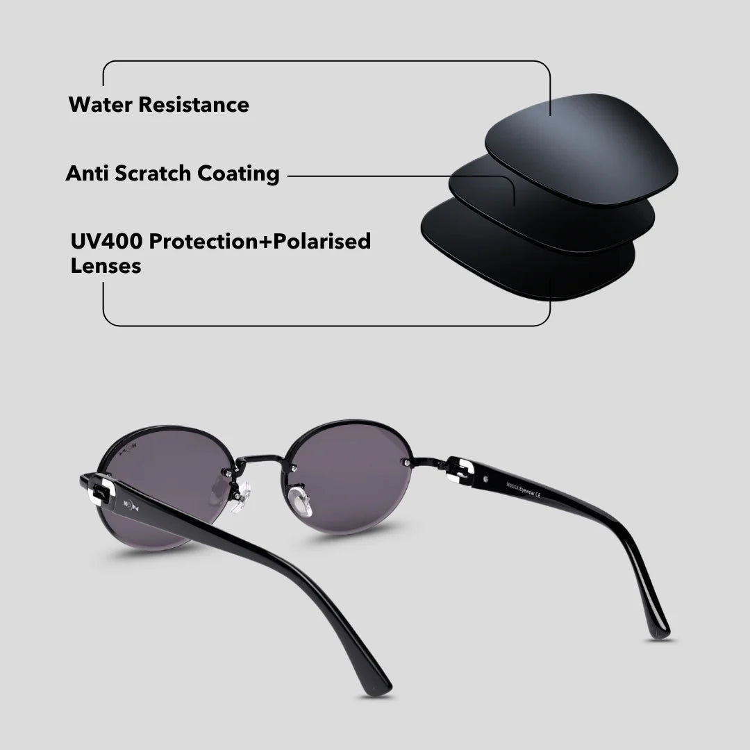 MOONX CLASSICA (Exclusive) – Polarized Oval Metal Frame Sunglasses (Unisex)