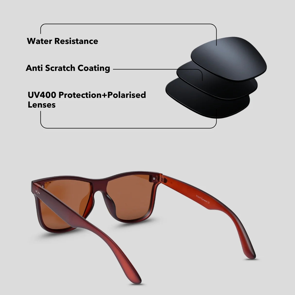 MOONX CLASSIC SQUARE S3 – Polarised Square Sunglasses (Unisex)