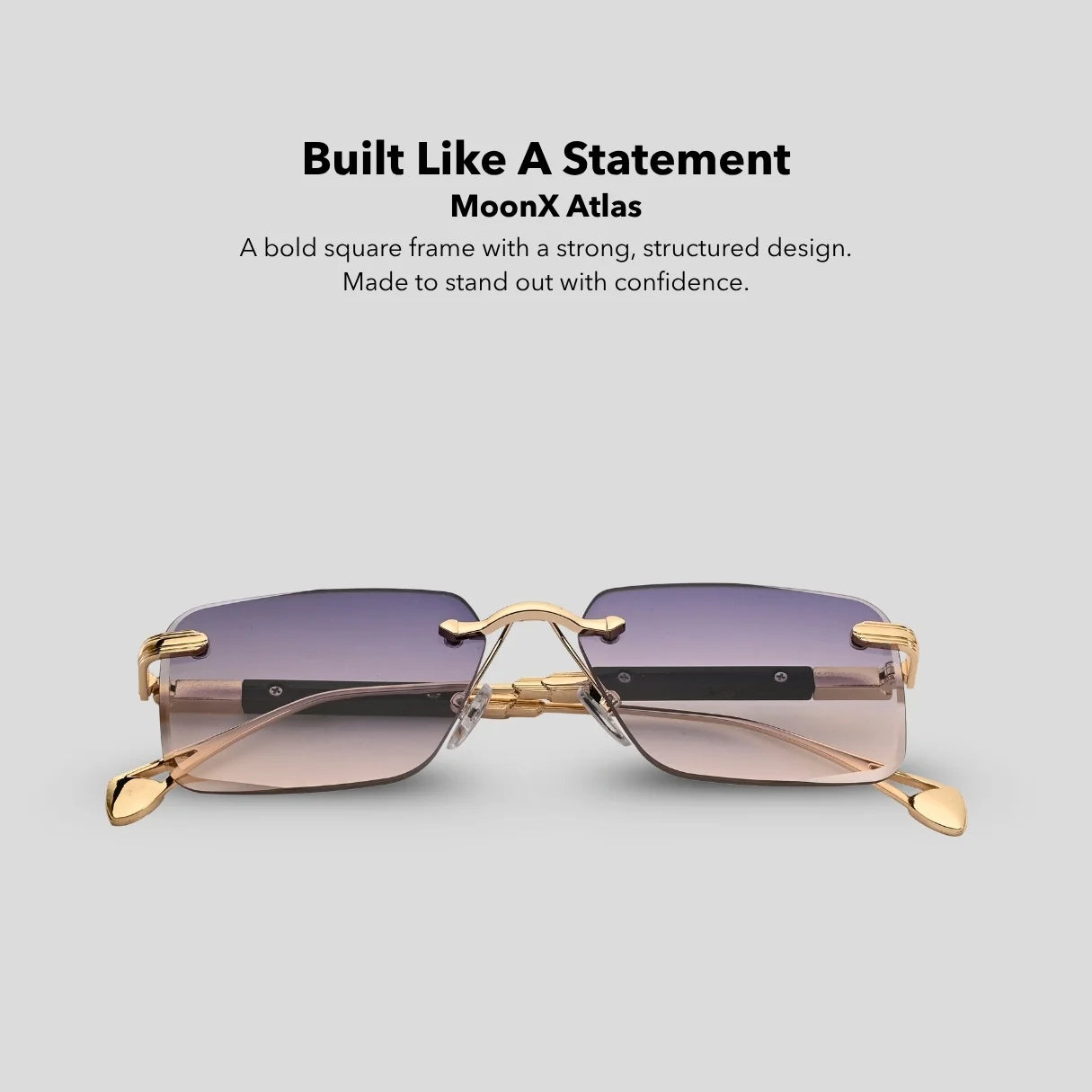 MOONX CALLISTO S3 – UV400 Rimless Rectangular Sunglasses (Unisex)