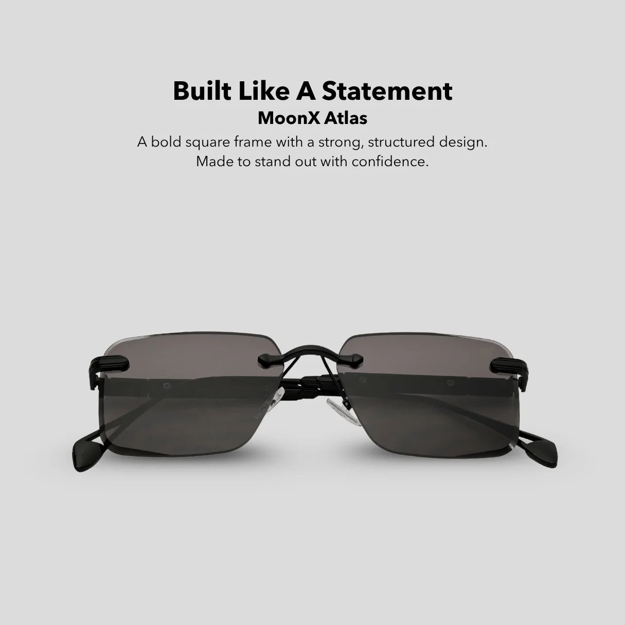 MOONX CALLISTO S1 – UV400 Rimless Rectangular Sunglasses (Unisex)