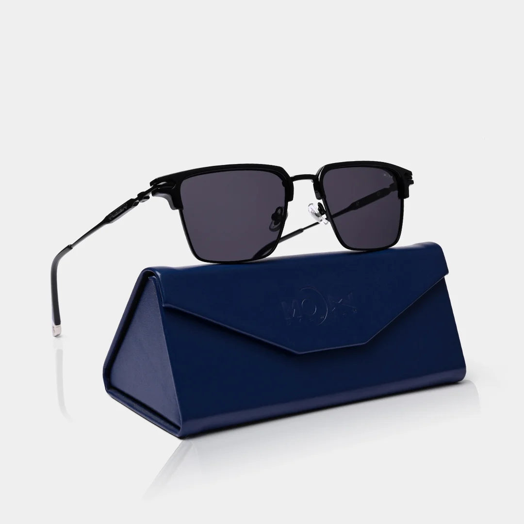MOONX CLUB – Polarised Rectangular Metal Sunglasses (Unisex)
