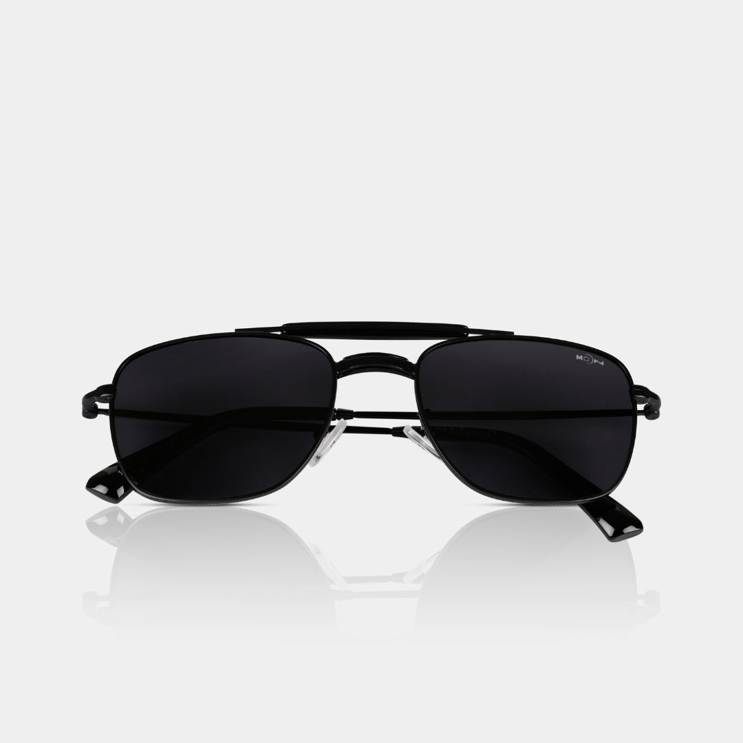 MOONX LEO – UV400 Double‑Bridge Compact Metal Sunglasses (Unisex)
