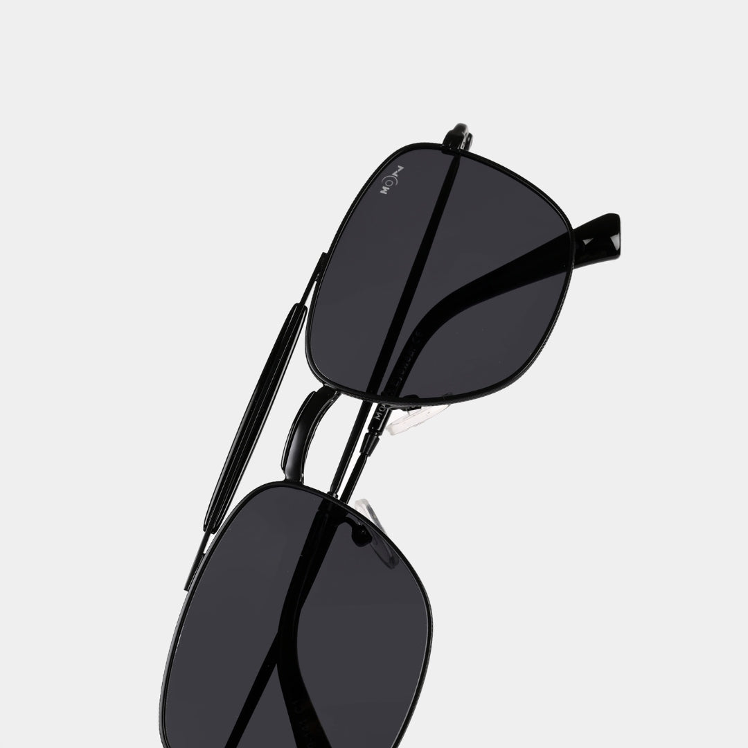 MOONX LEO – UV400 Double‑Bridge Compact Metal Sunglasses (Unisex)