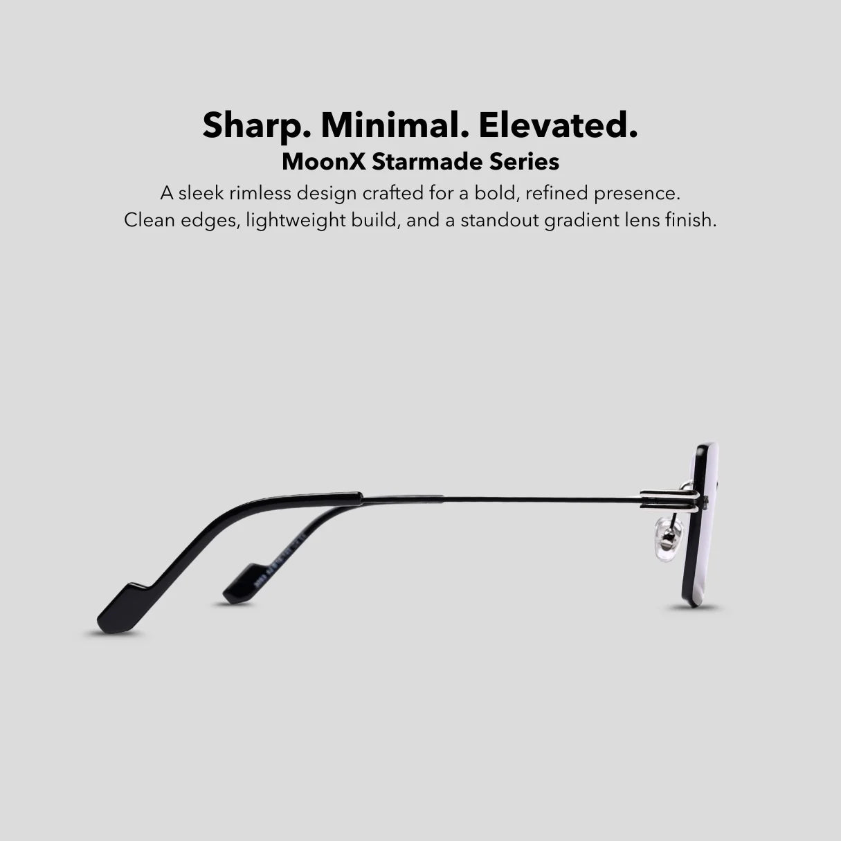 MOONX STARMADE S4 – Polarised Rimless Rectangular Sunglasses (Unisex)