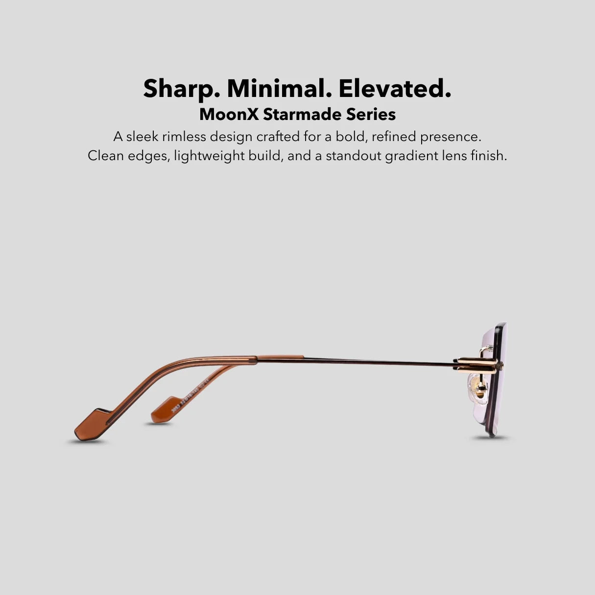 MOONX STARMADE S2 – Polarised Rimless Rectangular Sunglasses (Unisex)