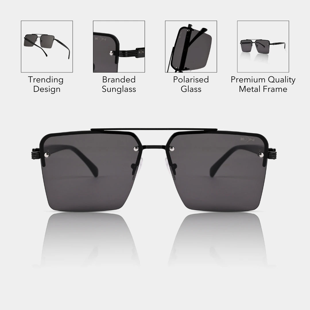 MOONX ICONIC S1 – UV400 Square Metal Frame Sunglasses (Unisex)