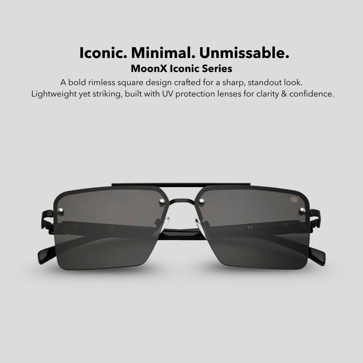 MOONX ICONIC S1 – UV400 Square Metal Frame Sunglasses (Unisex)