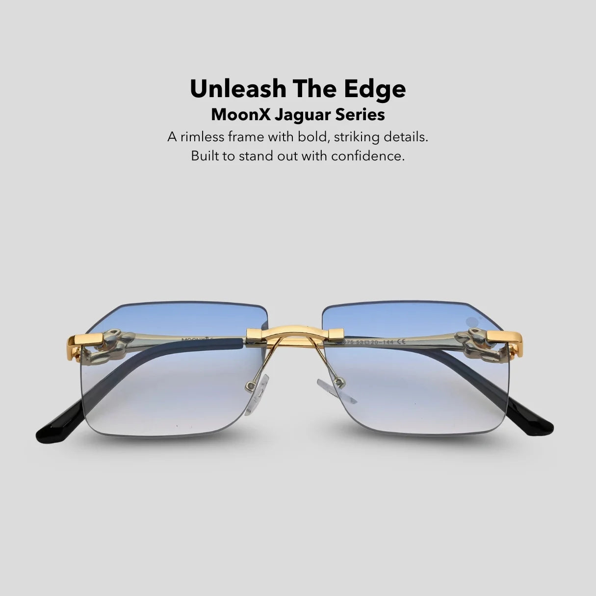 MOONX JAGUAR S2 – Modern Rimless Geometric Sunglasses (Unisex)