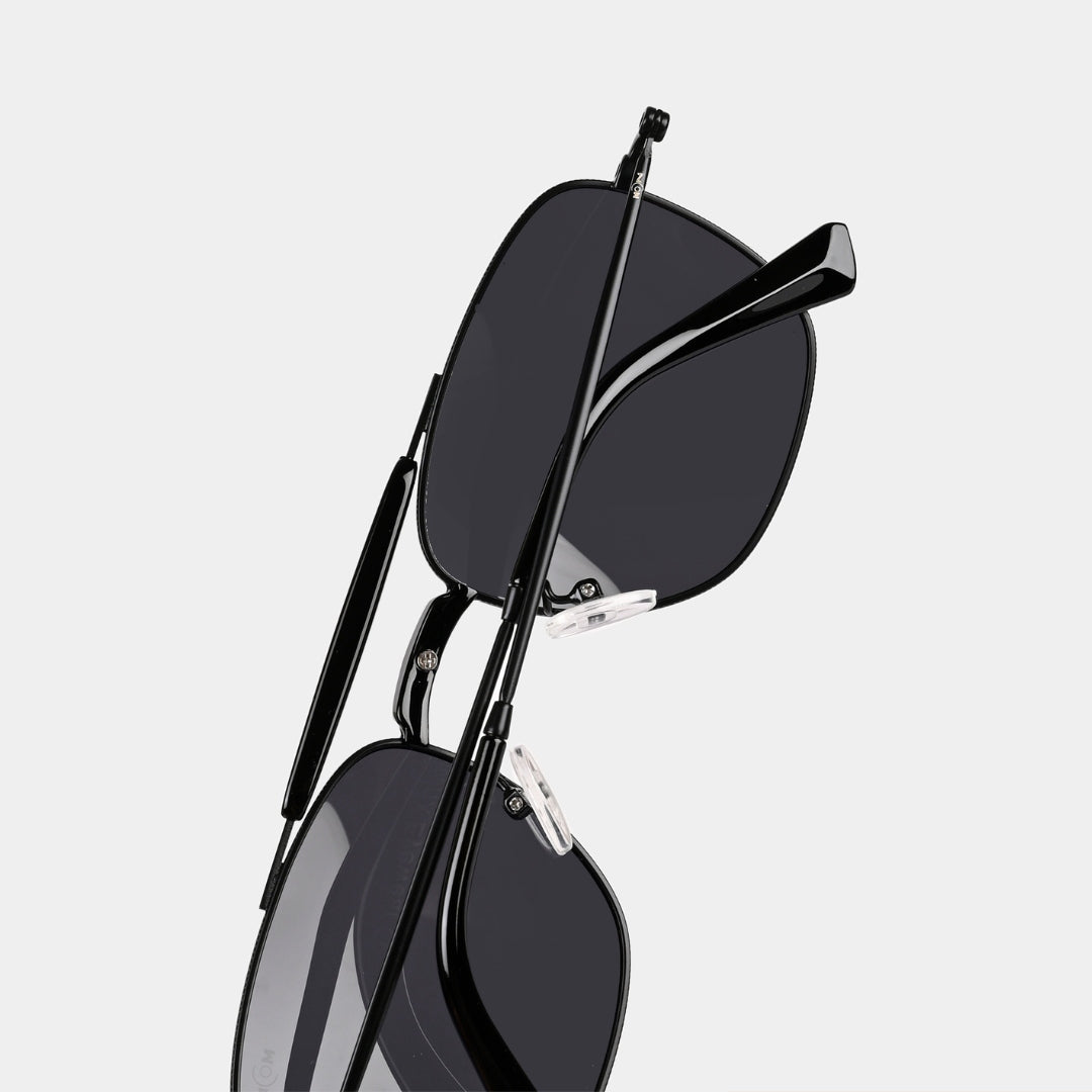 MOONX LEO – UV400 Double‑Bridge Compact Metal Sunglasses (Unisex)