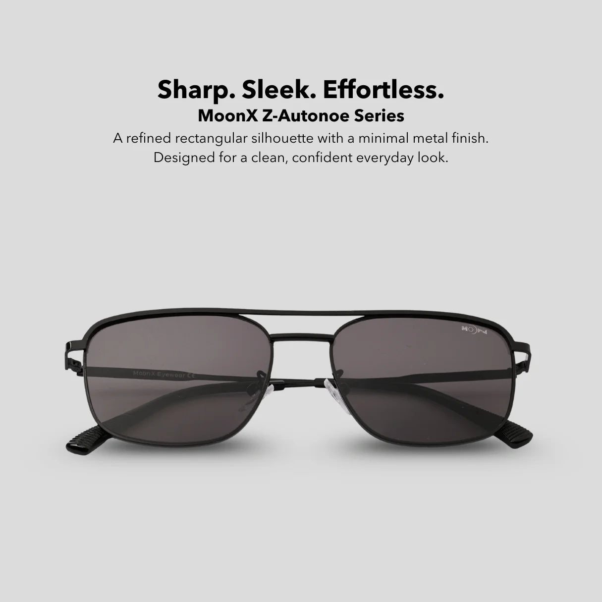 MOONX Z-AUTONOE S1 – UV400 Rectangular Metal Frame Sunglasses (Unisex)