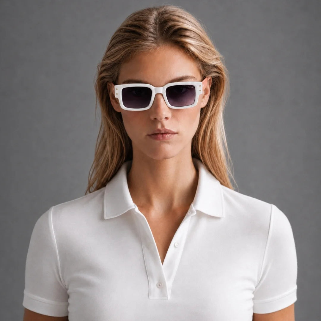 MOONX CLASSIC ICON (WH) - UV400 Rectangular Sunglasses (Unisex)