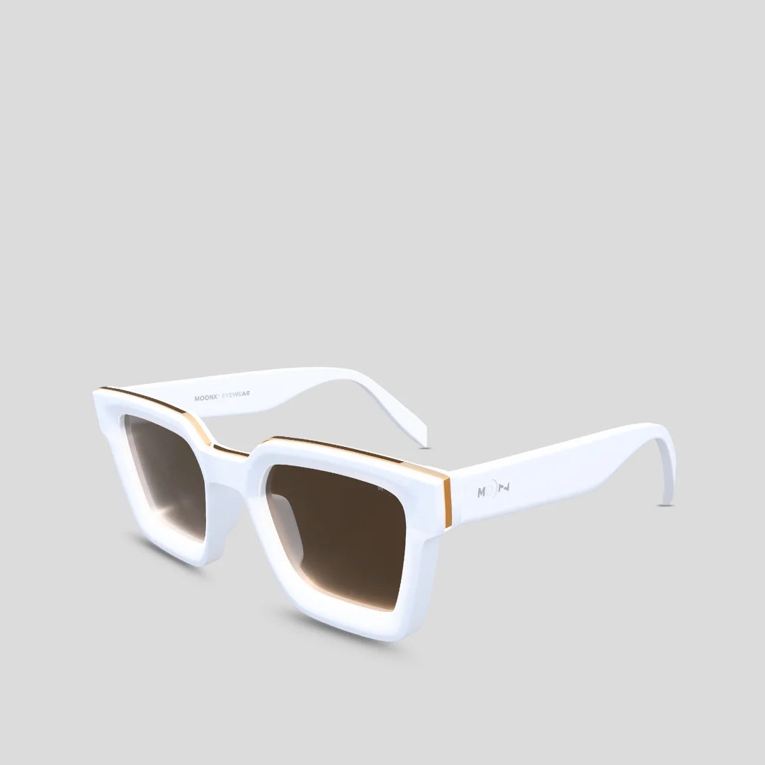 MOONX CLASSIC WHITE – Polarised Wayfarer Sunglasses (Unisex)