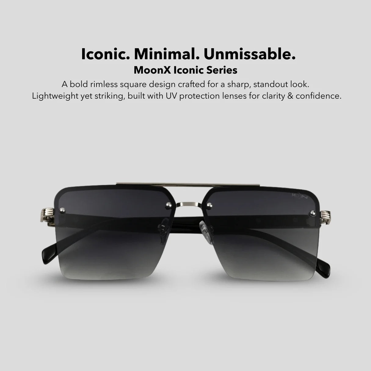 MOONX ICONIC S3 – UV400 Square Metal Frame Sunglasses (Unisex)