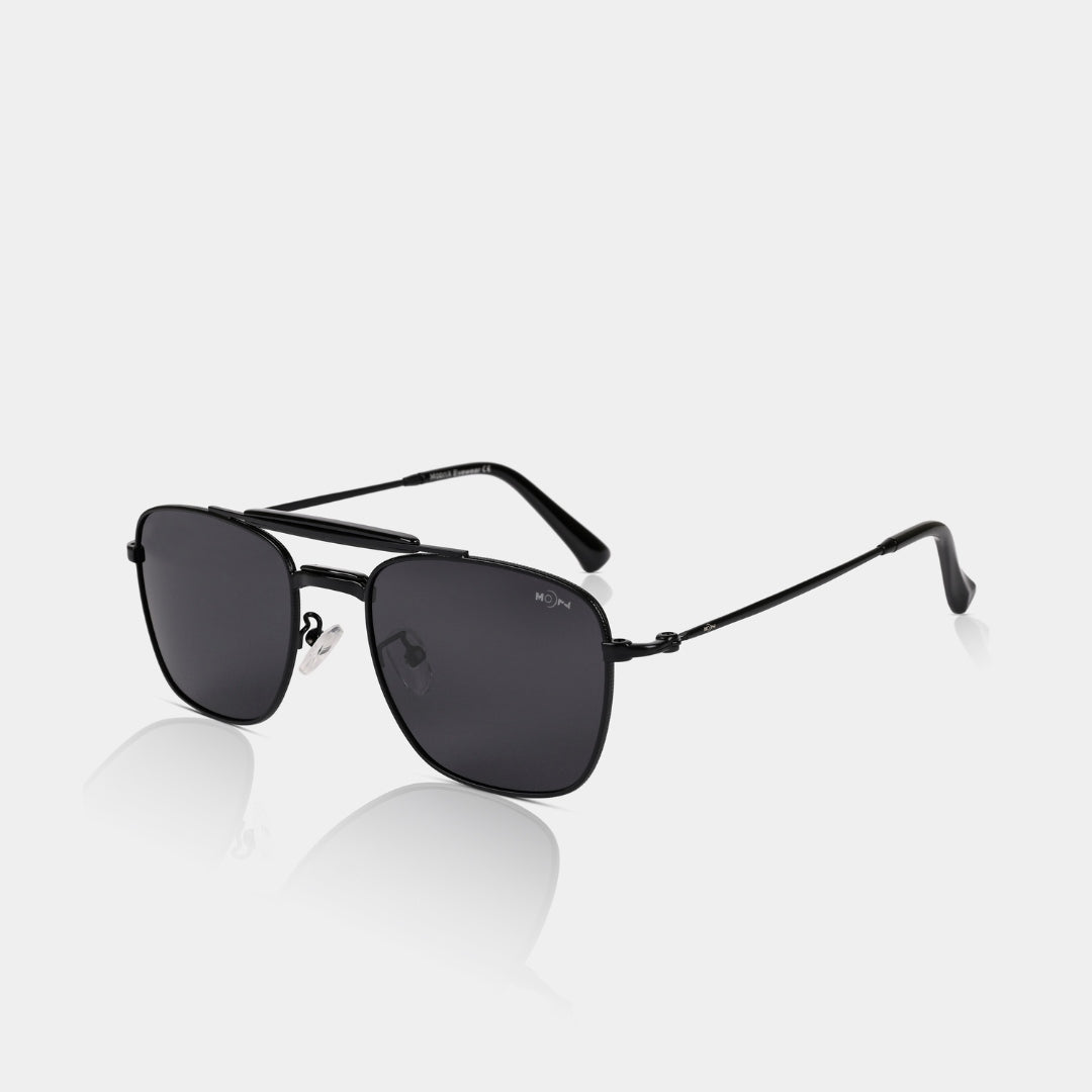 MOONX LEO – UV400 Double‑Bridge Compact Metal Sunglasses (Unisex)