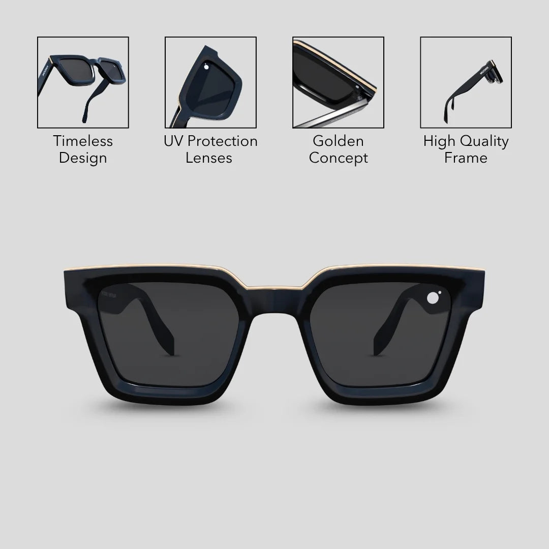 MOONX CLASSIC BLACK – UV400 Protection Wayfarer Sunglasses (Unisex, Hot Selling)