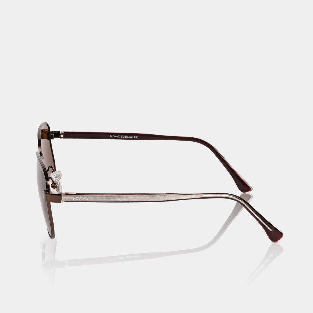 MOONX BRONZ S1 – Polarised Square Metal Frame Sunglasses (Unisex)
