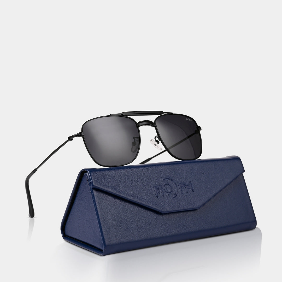 MOONX LEO – UV400 Double‑Bridge Compact Metal Sunglasses (Unisex)